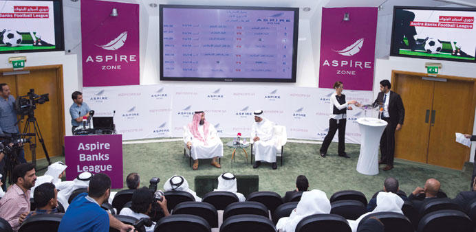 Picture of the draw ceremony for the Aspire Banks Football League.