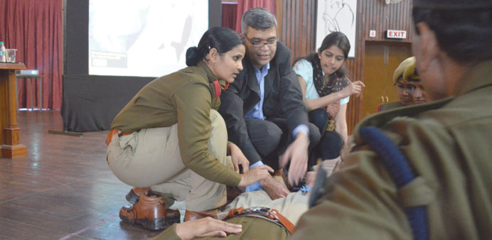 Dr Dinesh Vyas at a training session for trauma first responders at Rajasthan Police Academy in Jaipur.