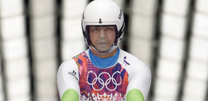 Independent olympic participant Shiva Keshavan of India competes in the Menu2019s Luge Singles Run at the Sliding Center Sanki during the Sochi Winter Oly