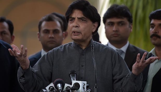 Pakistani Interior Minister Chaudhry Nisar Ali Khan gestures as he speaks to reporters in Islamabad on Thursday. The minister ruled out sending the national cricket team to India for the World Twenty20.