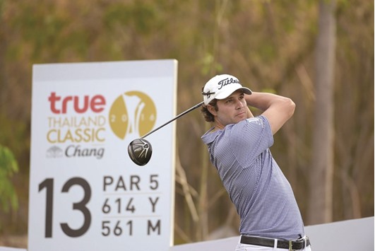 Peter Uihlein of the US hitting a shot during the first round ahead of the True Thailand Classic golf tournament at the Black Mountain Golf Club in Hua Hin. (AFP)