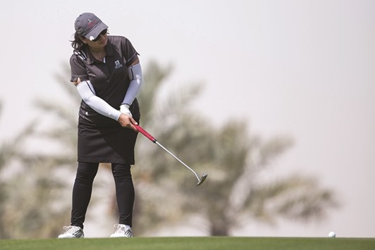 Uzma Mir in action during the Qatar leg of Turkish Airlines World Golf Cup in Doha.