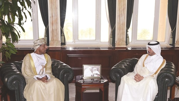 HE the Prime Minister and Interior Minister Sheikh Abdullah bin Nasser bin Khalifa al-Thani holding talks with the Minister Responsible for Financial Affairs of Oman Darwish bin Ismail bin Ali al-Balushi in Doha yesterday. They discussed relations between Qatar and Oman and ways of enhancing them besides issues of mutual interest.  The Omani minister is in Doha to participate in the meeting of the 17th session of the Omani-Qatari joint committee.