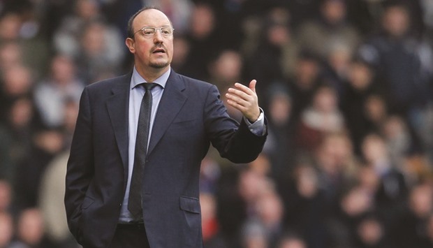 This file photo shows then Chelsea interim manager Rafael Benitez gesturing from the touch line.