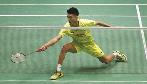 Chinau2019s Xue Song in action against Chen Long on Thursday night.