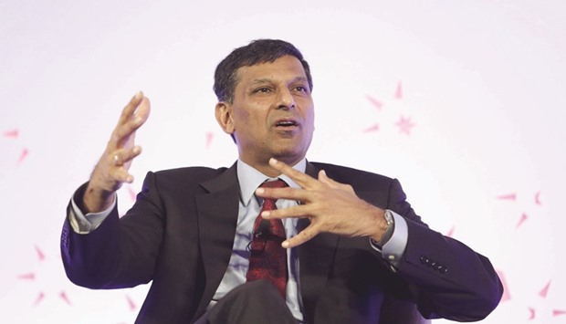 Reserve Bank of India governor Raghuram Rajan gestures as he answers a question from the audience after delivering his keynote address at the u2018Advancing Asia: Investing for the Futureu2019 conference in New Delhi yesterday.