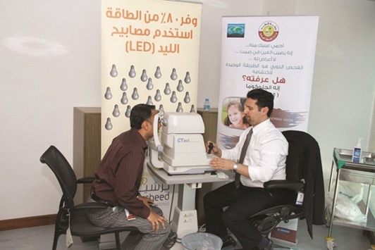 A Kahramaa employee undergoing a test at the camp.