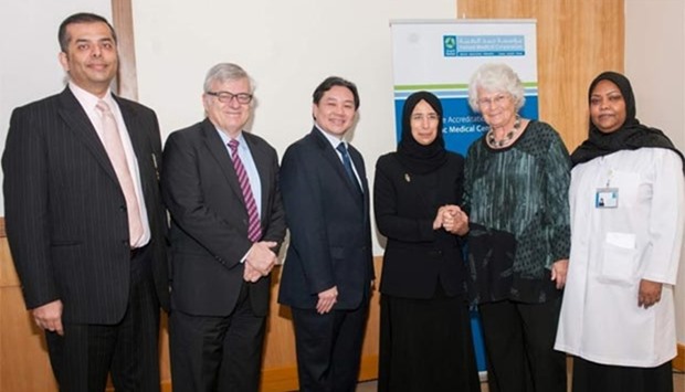 Officials of HMC and JCI along with HE Dr Hanan Mohamed al-Kuwari, Minister of Public Health and managing director, HMC.