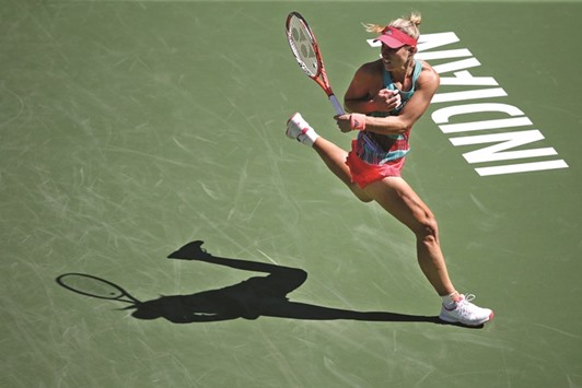 Angelique Kerber of Germany returns a shot to Denisa Allertova of Czech Republic during their second-round match at the BNP Paribas Open at Indian Wells on Saturday. (AFP)