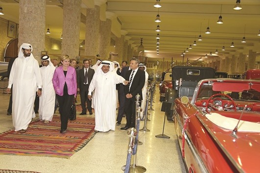 HE Sheikh Faisal, Sheikh Mohamed, and Minister Guidi with other dignitaries at the museum.