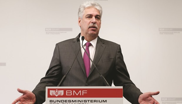 Austrian Finance Minister Hans Joerg Schelling addresses a news conference in Vienna yesterday. u201cWe have always said there will be no further offer in this matter,u201d Schelling said, adding that Heta would now be wound down and the related court cases could take as long as 10 years.