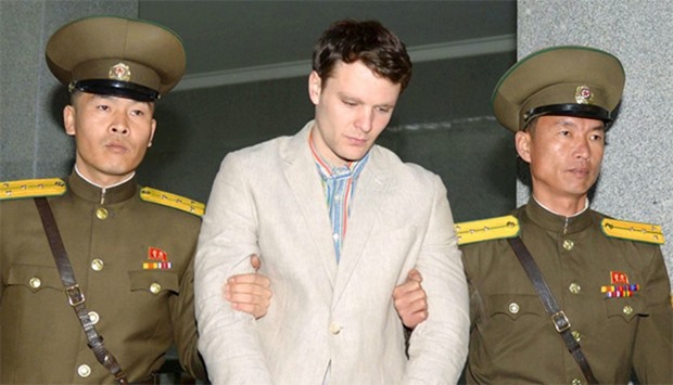 Otto Frederick Warmbier (C), a University of Virginia student who was detained in North Korea
