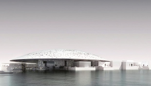 The Louvre Abu Dhabi: a complex shielded from the harsh climate of the Arabian Peninsula by an enormous white dome.