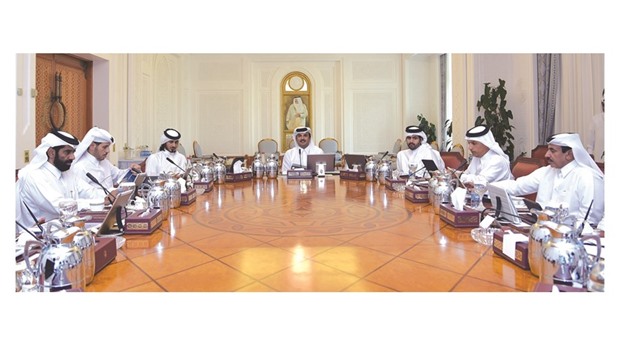 HH the Emir Sheikh Tamim bin Hamad al-Thani chairing the meeting  of  the board of the Supreme Committee for Delivery and Legacy yesterday.