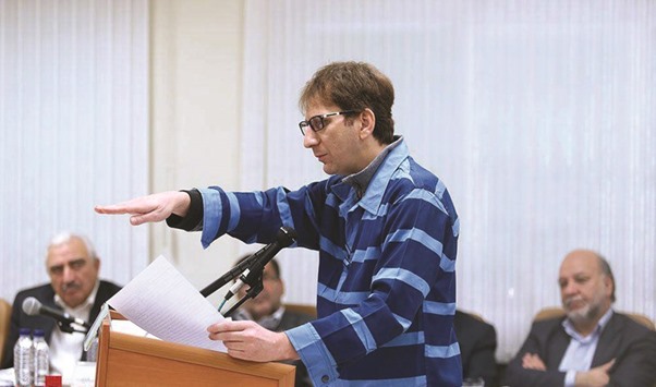 Iranian businessman Babak Zanjani appears during a court session in Tehran in this November 17, 2015 handout photo courtesy of Mizan Online News Agency. Hundreds of Iranians have taken to social media to vent their frustration about the opaque nature and outcome of the judicial proceedings against the businessman, who says he was backed by powerful officials during the term of hardline former president Mahmoud Ahmadinejad.