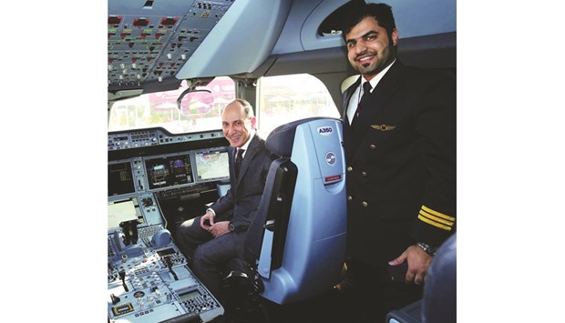 Al-Baker on board Qatar Airwaysu2019 newest A350 aircraft with first officer Abdulrahman Mohamed A Mulla at India Aviation 2016 in Hyderabad. Qatar Airways has long been keen on a stake in IndiGo, the only Indian airline to make a profit in each of the past seven years.