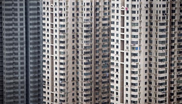 Buildings of a residential compound are seen in Shanghai.