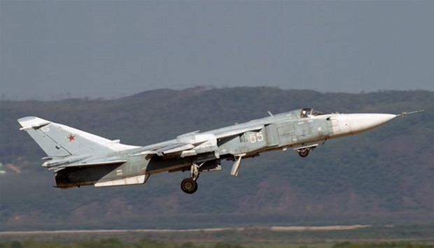 A Russian fighter plane takes-off for air strikes in Raqqa. File picture