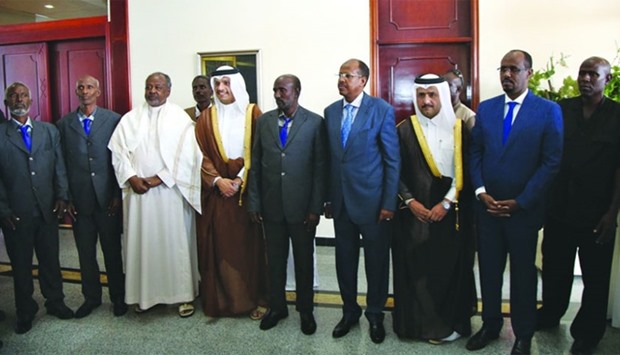 Released Djiboutian PoWs with HE the Foreign Minister Sheikh Mohamed bin Abdulrahman al-Thani.