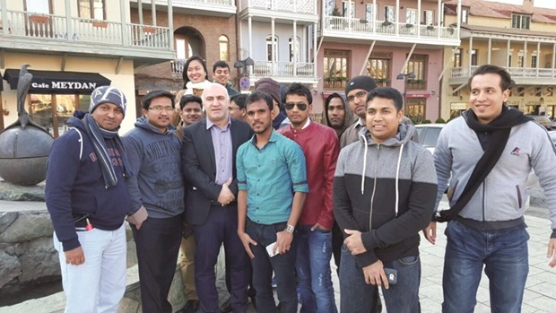 George Chogovadze with the travel professionals from Qatar in Old Tbilisi.