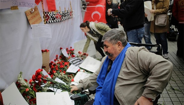 Carnations at the scene of a suicide bombing at Istiklal street, Istanbul