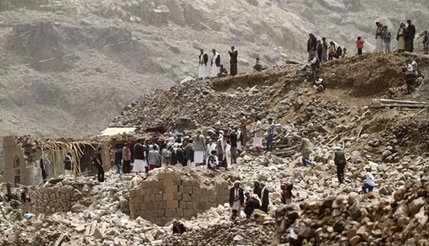 Part of Okash village, near Sanaa, Yemen, after air strikes