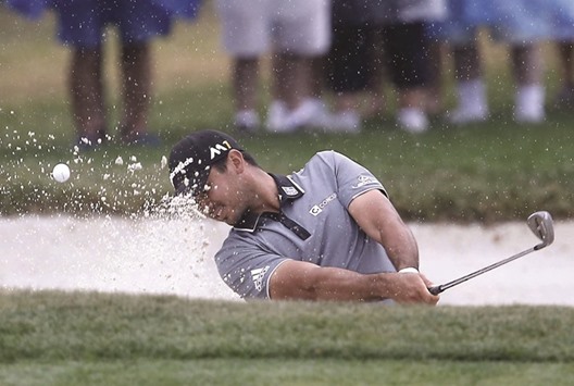 Jason Day of Australia hits a bunker shot on the ninth green during the third round of the Arnold Palmer Invitational at the Bay Hill Club and Lodge. PICTURE: USA TODAY Sports
