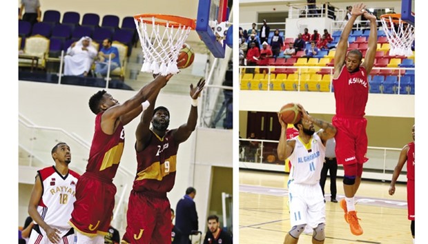 Action from yesterdayu2019s Qatar Cup basketball game between Al Rayyan (white) and El Jaish. Right: Action from the game between Al Gharafa (white) and Al Shamal. Gharafa won 78-68.