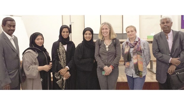 Madigan (third right) with young Qatari filmmakers, Najdi (right) and other officials at the Girls Creativity Centre. Madigan was in Doha on an invitation from the US embassy as part of its Discover America Week celebrations.