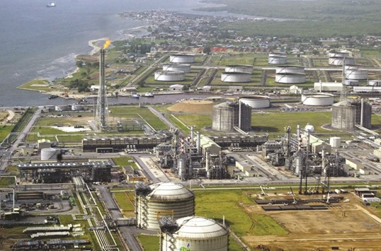 File picture shows Shell Oilu2019s oil and gas terminal on Bonny Island in southern Nigeriau2019s Niger Delta. Oil surged more than 50% since a mid-February proposal by Saudi Arabia, Russia, Venezuela and Qatar to cap oil output and reduce a worldwide surplus that pushed prices down to the lowest level in almost 13 years.
