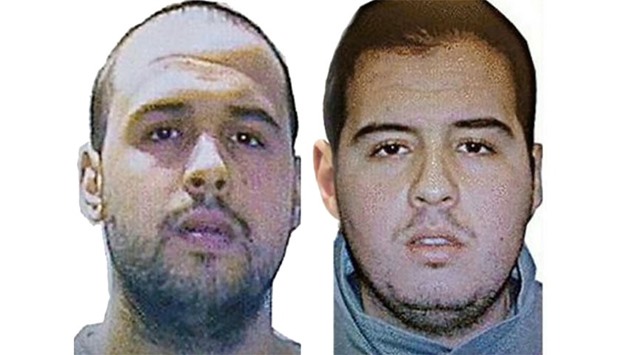 This combination of handout pictures obtained via Interpol on March 23, 2016 shows Khalid (L) and Ibrahim (R) El Bakraoui, the two Belgian brothers identified as the suicide bombers who struck Brussels yesterday.