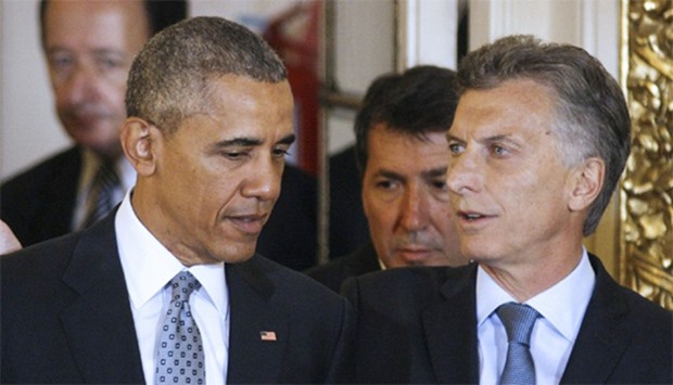 US President Barack Obama (L) and Argentinian President Mauricio Macri
