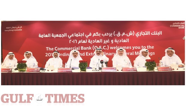Commercial Bank officials during the banku2019s annual general assembly held yesterday. PICTURE: Thajudheen