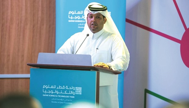 Hamad al-Kuwari, managing director, QSTP, speaking at the event.