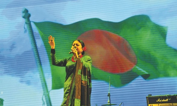 An artist performs during a celebration to mark the Independence Day and National Day in Dhaka yesterday. Bangladeshis have marked their 46th Independence Day yesterday commemorating the historic Liberation War in 1971.