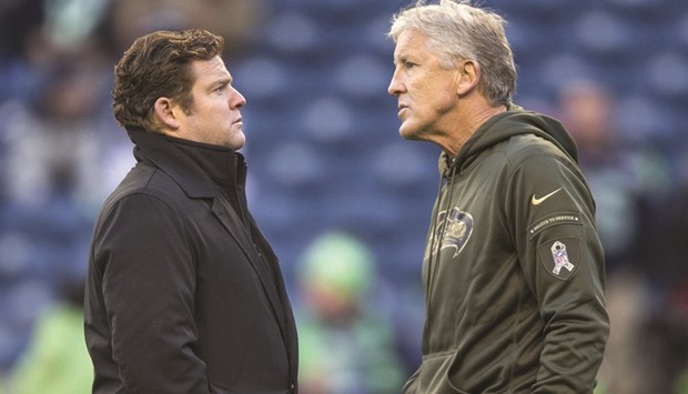 Seattle Seahawks head coach Pete Carroll (right) with general manager John Schneider.