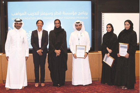 HE Sheikha Hind bint Hamad al-Thani joins Qatar Foundation and Siemens representatives at the u2018Ceremony of Talentu2019.