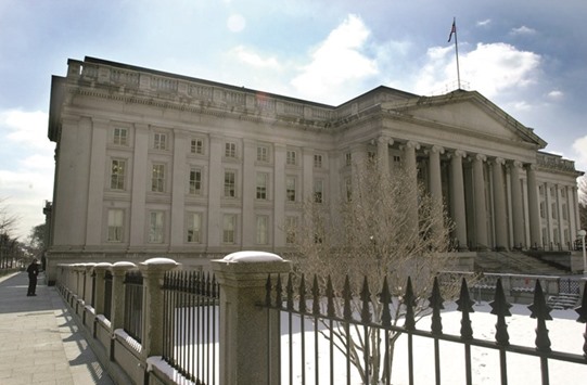 The US Treasurey building is seen in Washington. The potential that hedge funds will amplify Treasury swings adds to worries about the resilience of the $13.3tn market, especially as the Fed considers whether to raise interest rates this year.