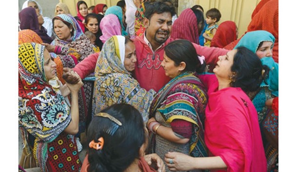 Pakistani Christians mourn the death of a blast victim of the March 27 suicide bombing in Lahore  yesterday.