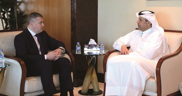 HE the Minister of Economy and Commerce Sheikh Ahmed bin Jassim bin Mohamed al-Thani holding talks yesterday with the Minister of Agriculture of Georgia Otar Danelia in Doha. During the meeting, they discussed bilateral relations and ways of developing them as well as aspects of co-operation, especially in economic, trade and investment fields.