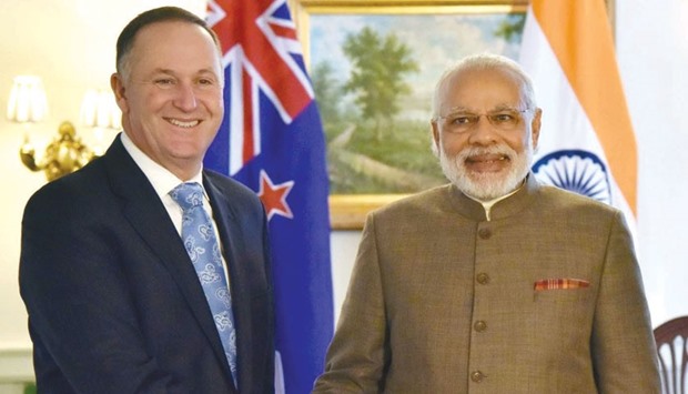Prime Minister Narendra Modi meets his New Zealand counterpart John Key in Washington DC yesterday.