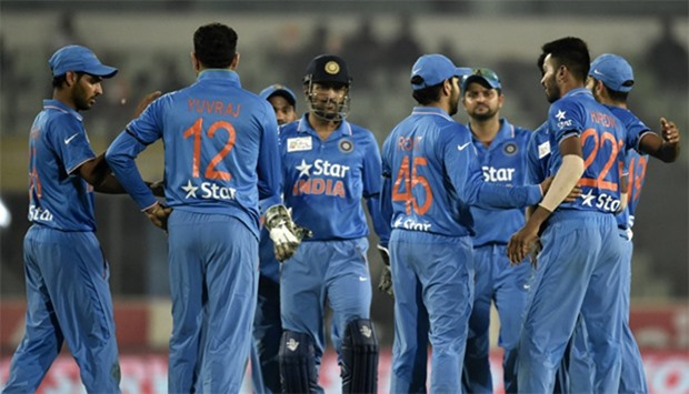Indian cricketers celebrate