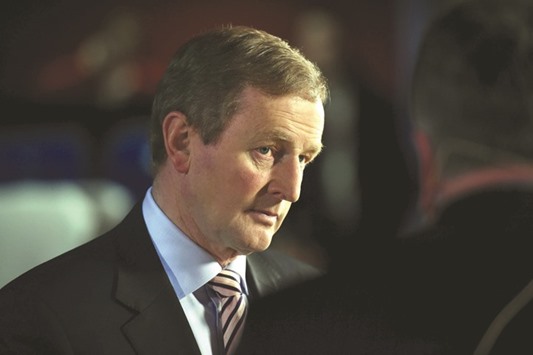 Irish Prime Minister Enda Kenny speaks to the media at the general election count centre in Castlebar, Ireland.
