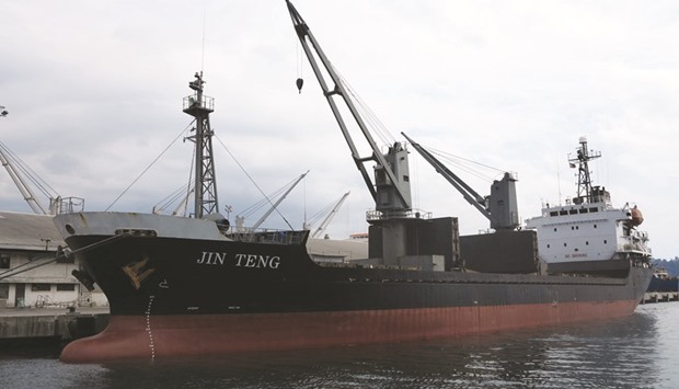 This general view shows the North Korean cargo ship Jin Teng, anchored at the former US naval base at Subic port, north of Manila yesterday.
