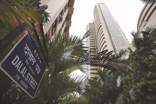 The Bombay Stock Exchange building is seen in Mumbai. The Sensex closed up 0.2% at 24,646.48 points yesterday.