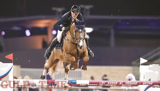 Belgiumu2019s Gregory Wathelet, astride his stallion Citizenguard Taalex, in action during the CSI5* Table A (238.2.2) 1.55m event at the Al Shaqab Arena yesterday.