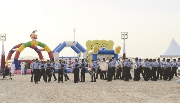 The police band performing at the camp.