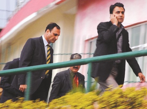 Members of a Pakistani security team arrive at an Indian cricket stadium in Dharamsala to conduct a security assessment.