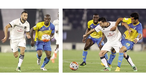 Action from the Al Sadd-Al Gharafa match in the Qatar Stars League yesterday.