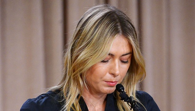 Maria Sharapova speaks to the media announcing a failed drug test after the Australian Open during a press conference today at The LA Hotel Downtown. Jayne Kamin-Oncea/USA TODAY Sports